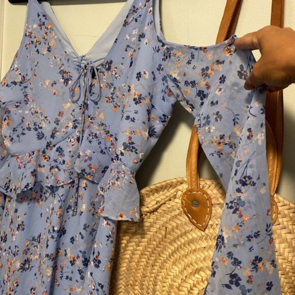 Sam Edelman Light Blue Floral DressCold ShoulderUS8NWOT - Picture 6 of 7